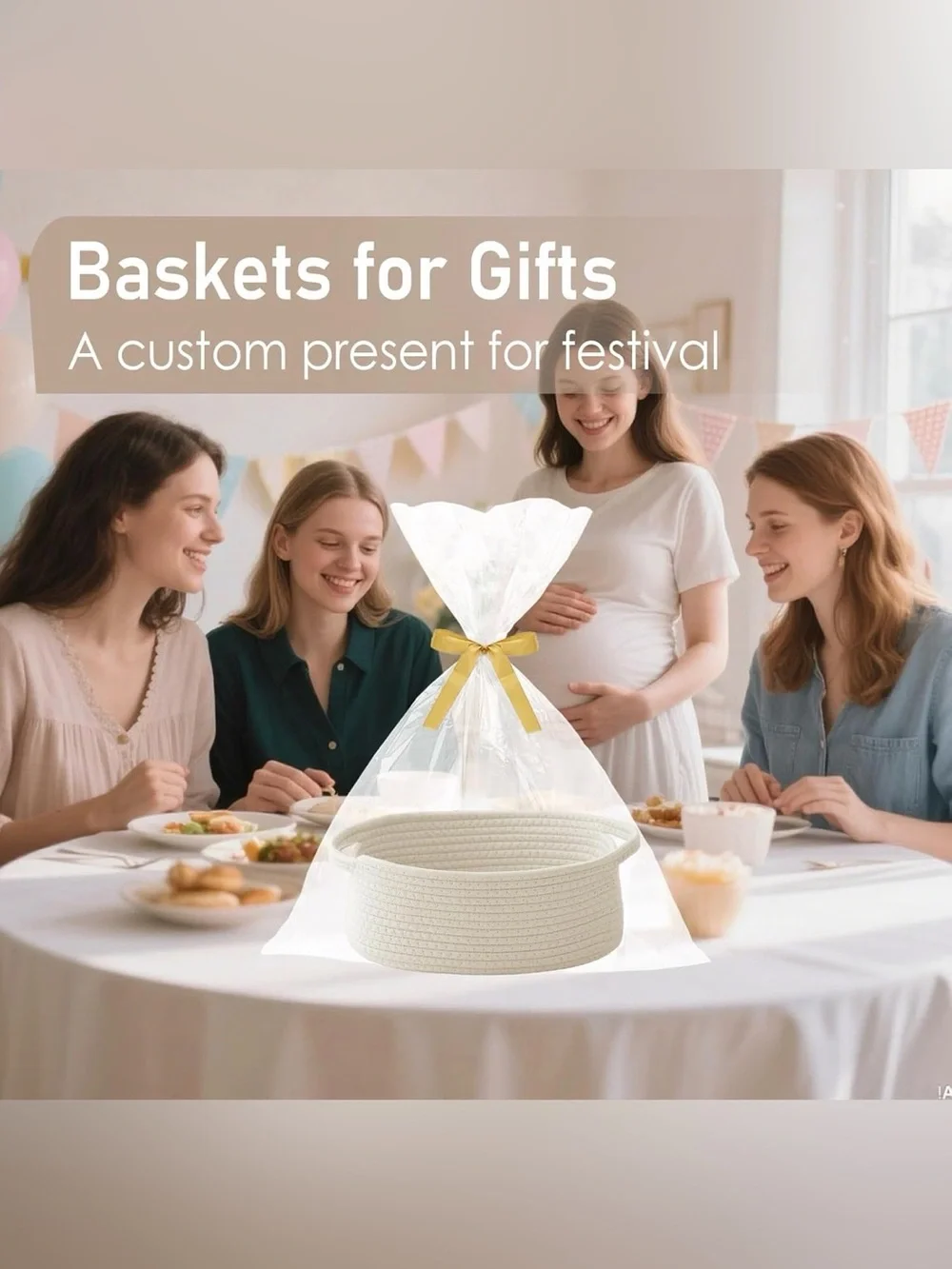 Neutral Woven Cotton Rope Storage Basket - Cream
